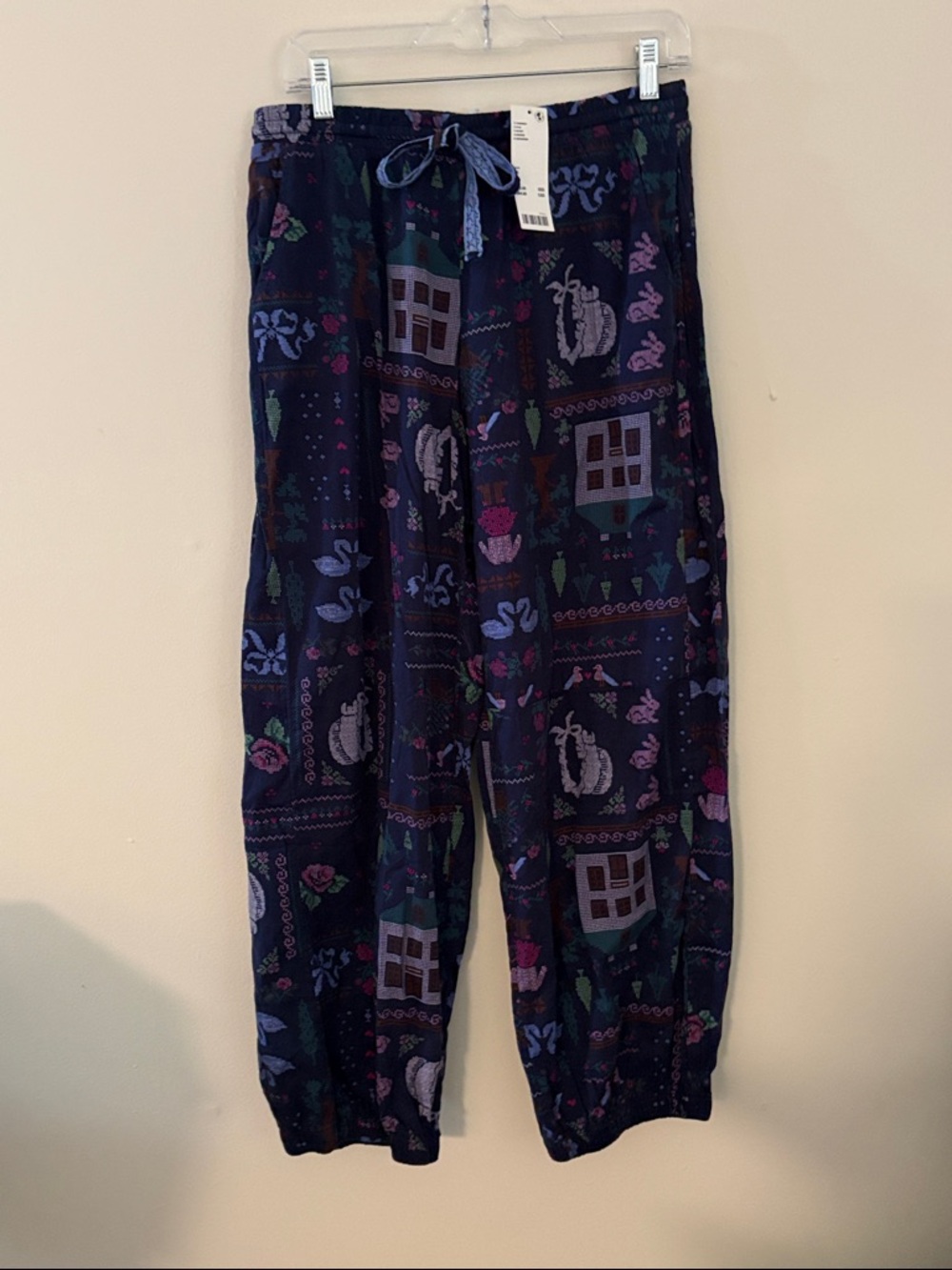 Navy Patterned Drawstring Lounge Pants